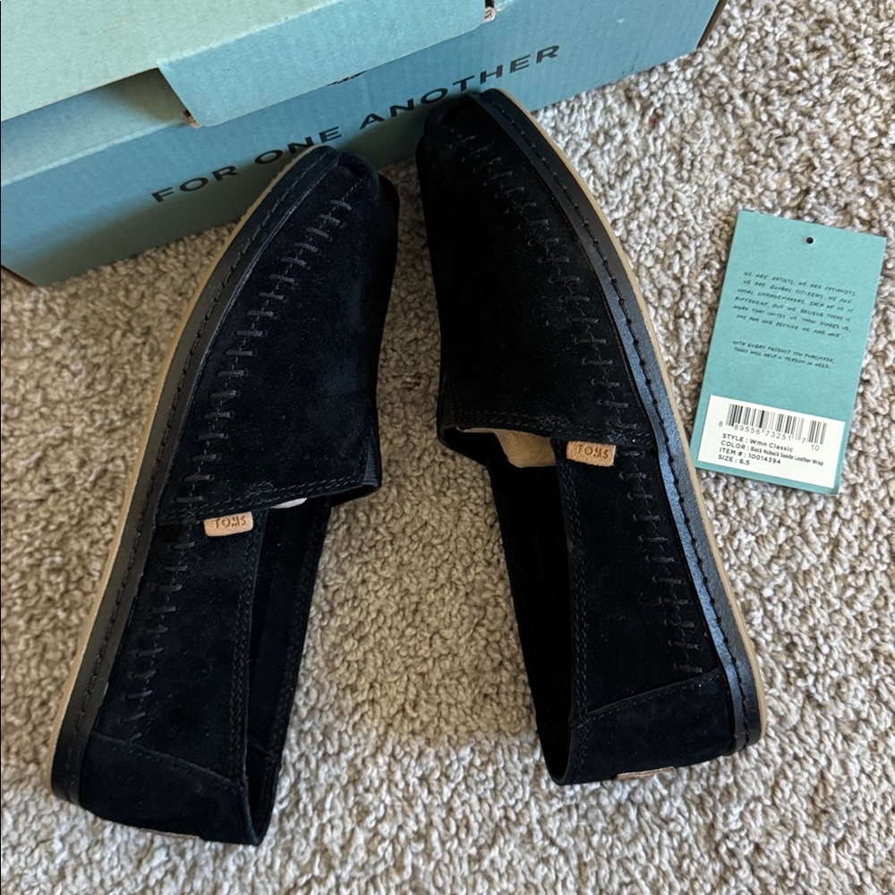 Toms Black Suede Moccasin-Style Slip-On